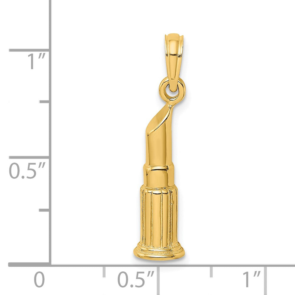 14K Gelbgold Lippenstift-Röhrchen-Charm, 2D, poliert