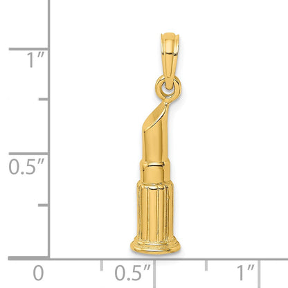 14K Gelbgold Lippenstift-Röhrchen-Charm, 2D, poliert