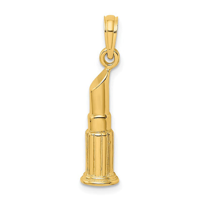 14K Gelbgold Lippenstift-Röhrchen-Charm, 2D, poliert