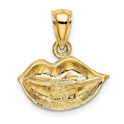 14K Gelbgold 2-D Polierter Lippen-Charm