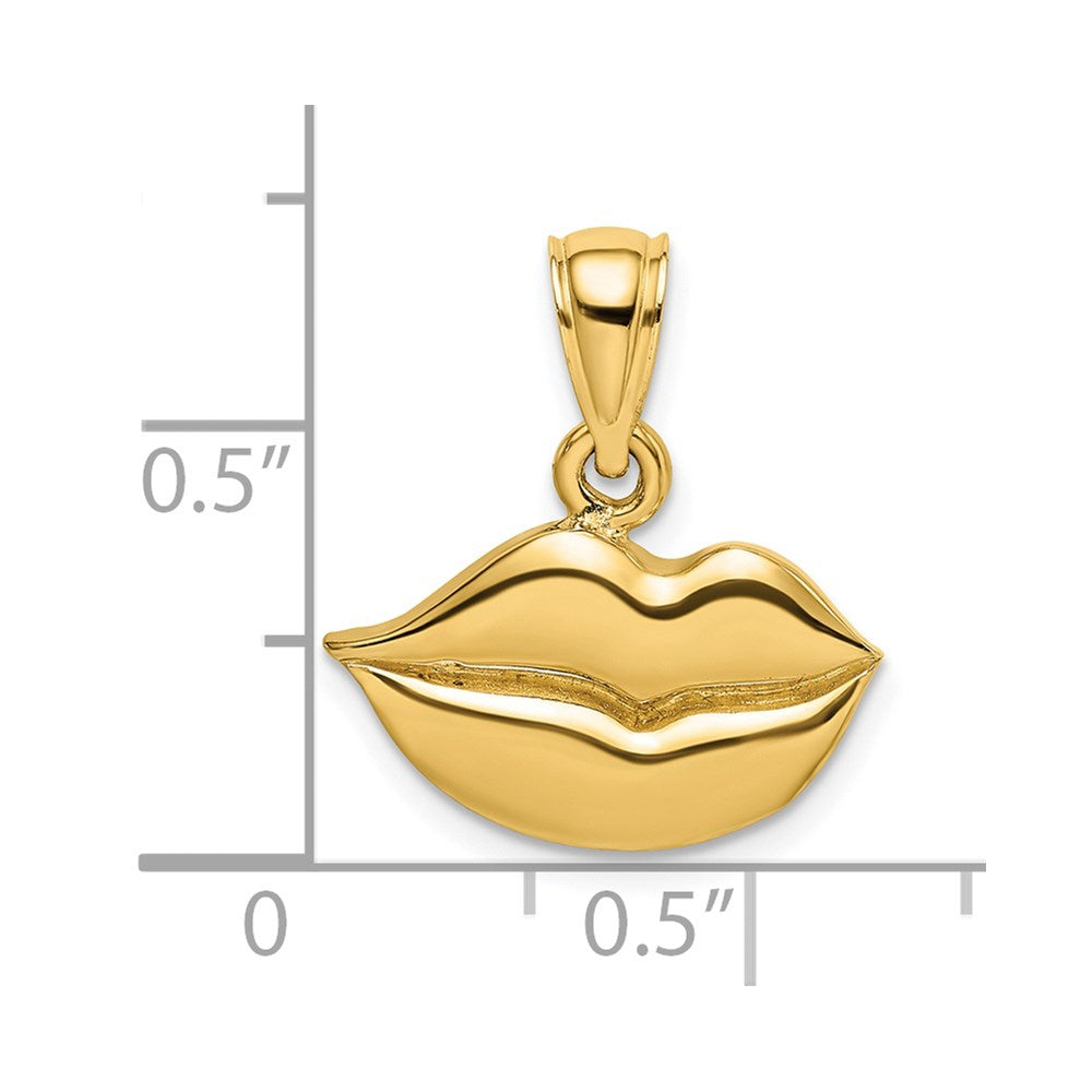 14K Gelbgold 2-D Polierter Lippen-Charm