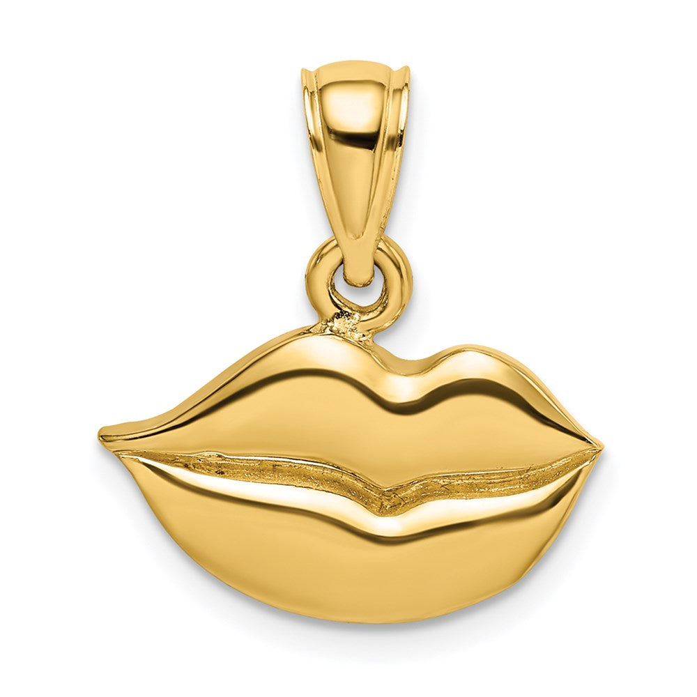 14K Gelbgold 2-D Polierter Lippen-Charm