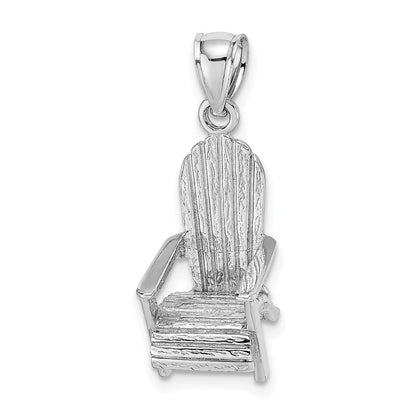 14K Weißgold 3-D-Strandstuhl-Charm