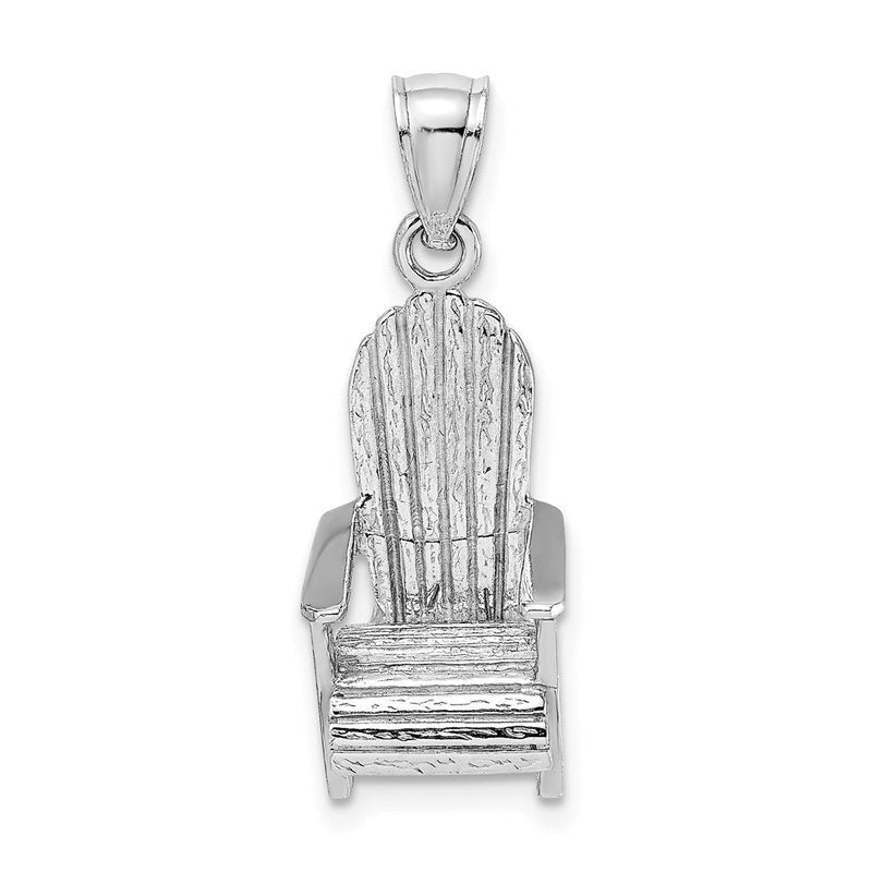 14K Weißgold 3-D-Strandstuhl-Charm
