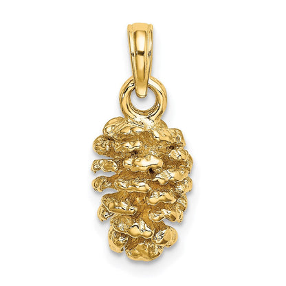 14K Gelbgold 3D-Tannenzapfen-Charm