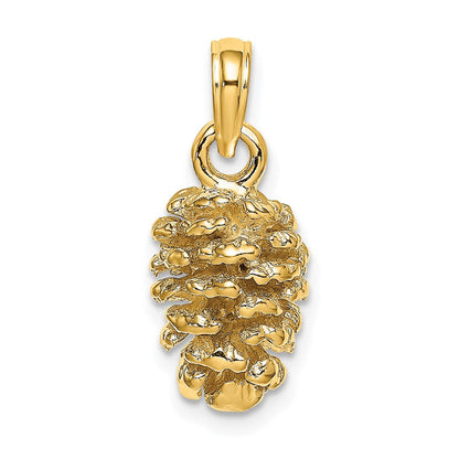 14K Gelbgold 3D-Tannenzapfen-Charm