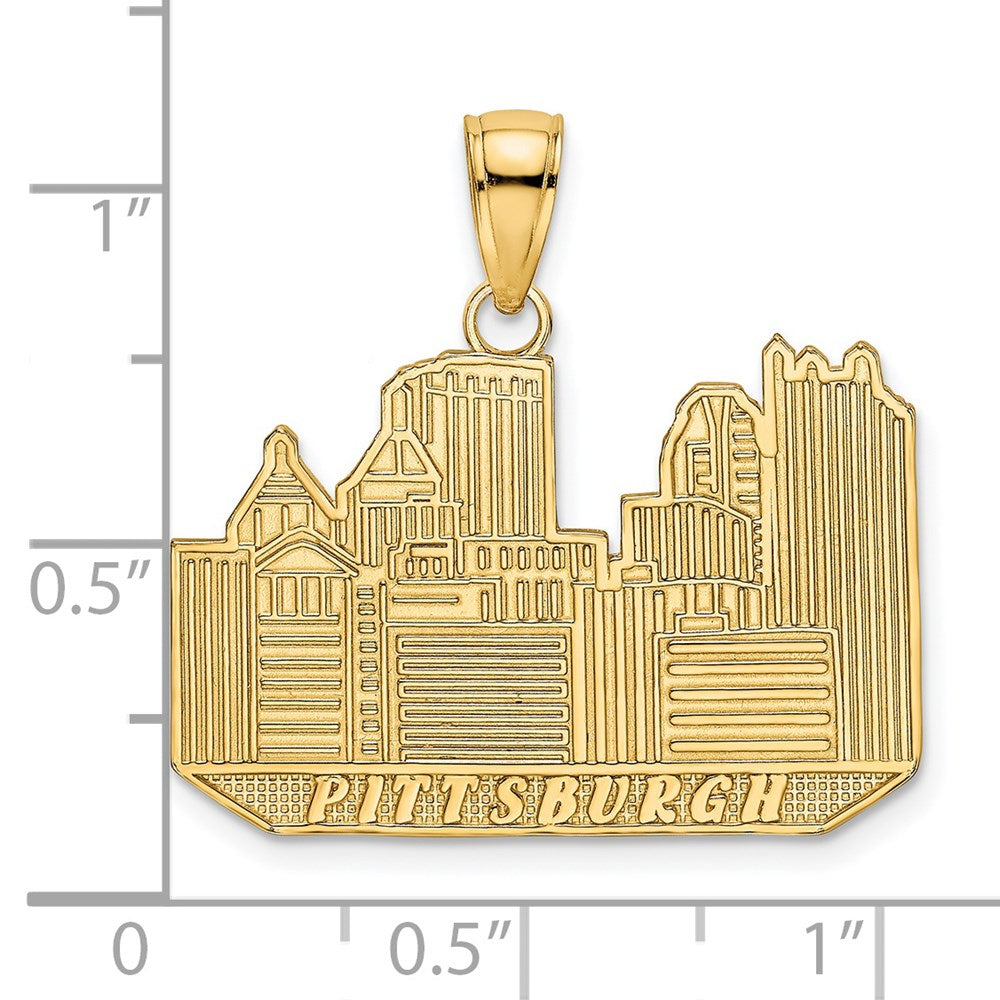 14K Gelbgold Charm mit Pittsburgh-Skyline