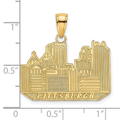 14K Gelbgold Charm mit Pittsburgh-Skyline