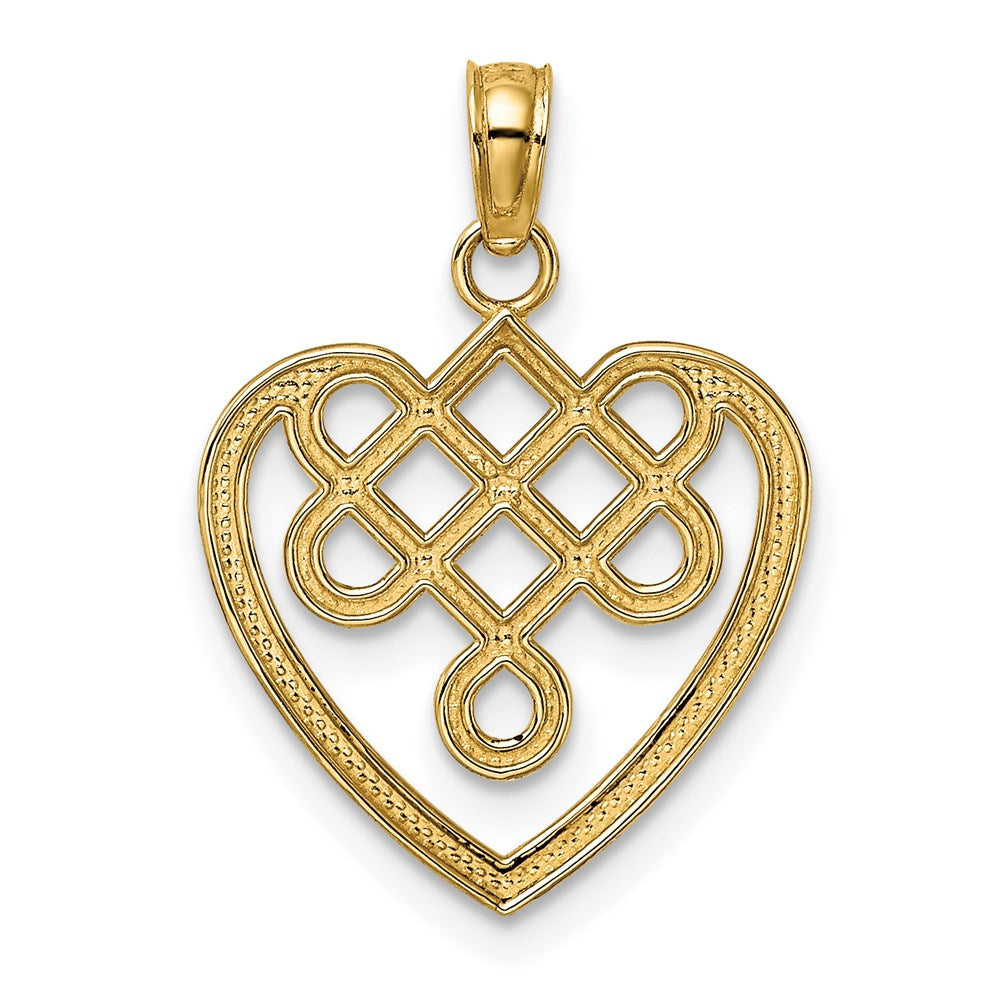 14K Gelbgold Klein Keltisch Knoten Herz Charm
