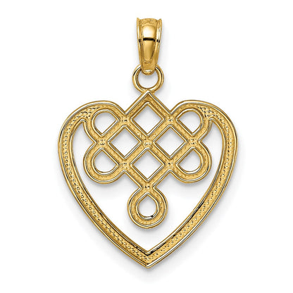 14K Gelbgold Klein Keltisch Knoten Herz Charm