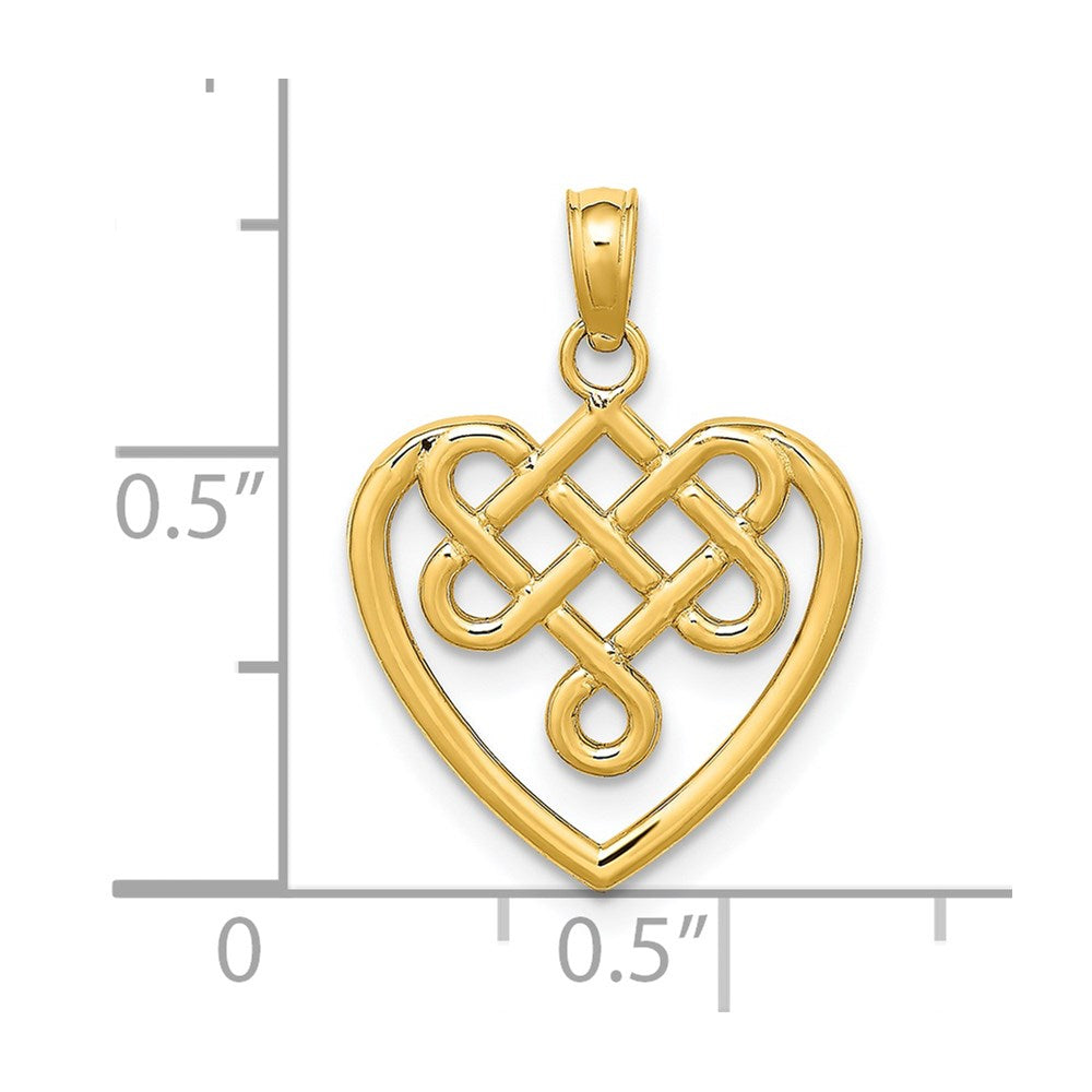 14K Gelbgold Klein Keltisch Knoten Herz Charm