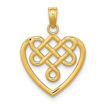 14K Gelbgold Klein Keltisch Knoten Herz Charm