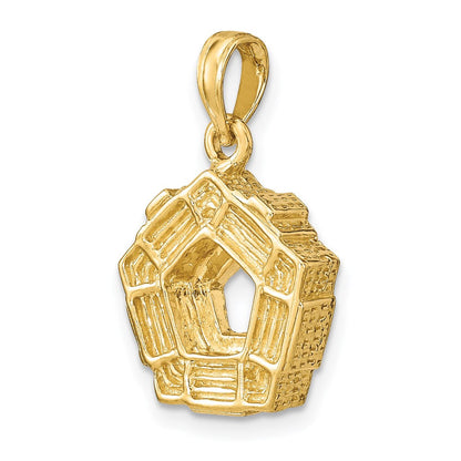 14K Gelbgold 3D-Charm „Pentagon-Übersicht Arlington VA, Vereinigte Staaten“
