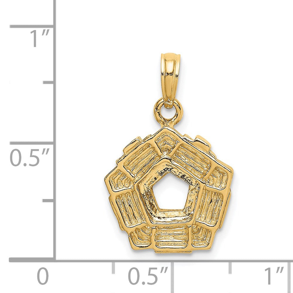 14K Gelbgold 3D-Charm „Pentagon-Übersicht Arlington VA, Vereinigte Staaten“