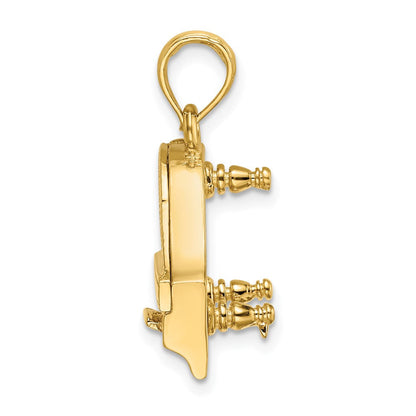 14K Gelbgold 3-D Flügel-Charm mit aufklappbarem Deckel