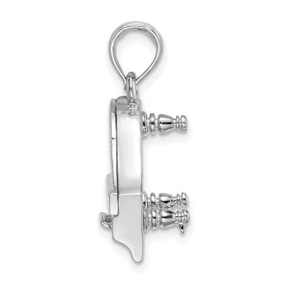 14K Weißgold 3-D Flügel-Charm mit aufklappbarem Deckel