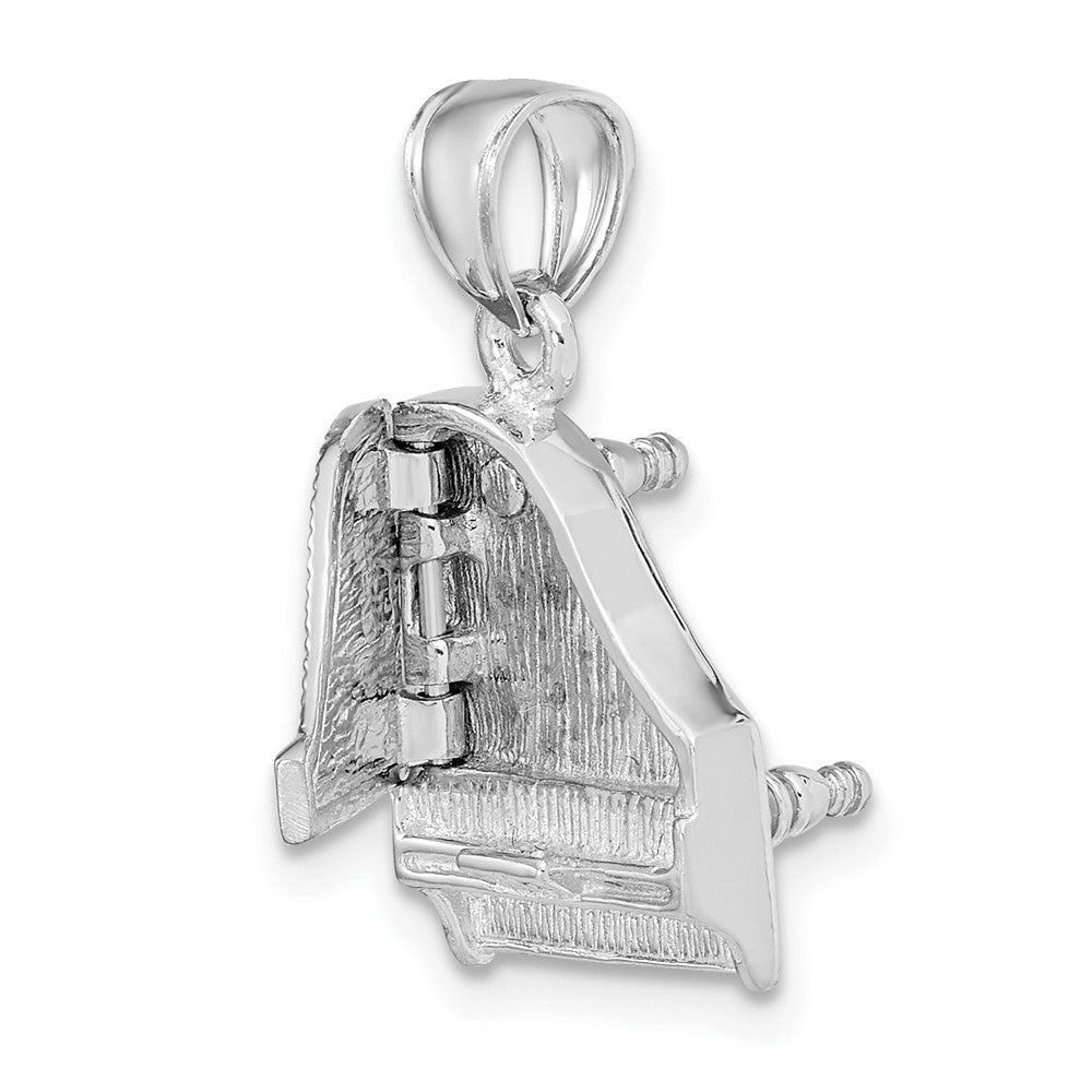 14K Weißgold 3-D Flügel-Charm mit aufklappbarem Deckel