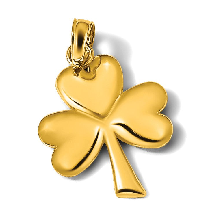 14K Gelbgold 3-leaf Klee Charm