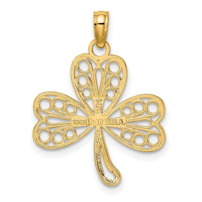 14K Gelbgold Filigran 3-leaf Klee Charm