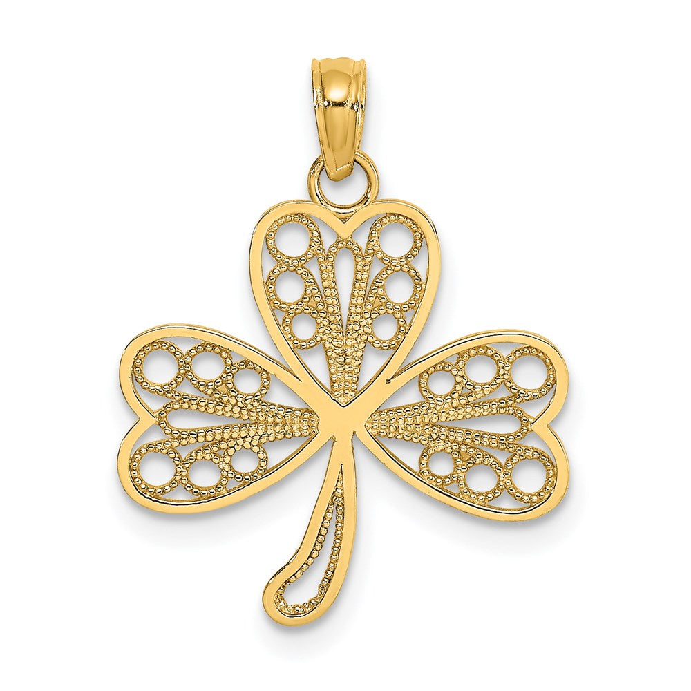 14K Gelbgold Filigran 3-leaf Klee Charm