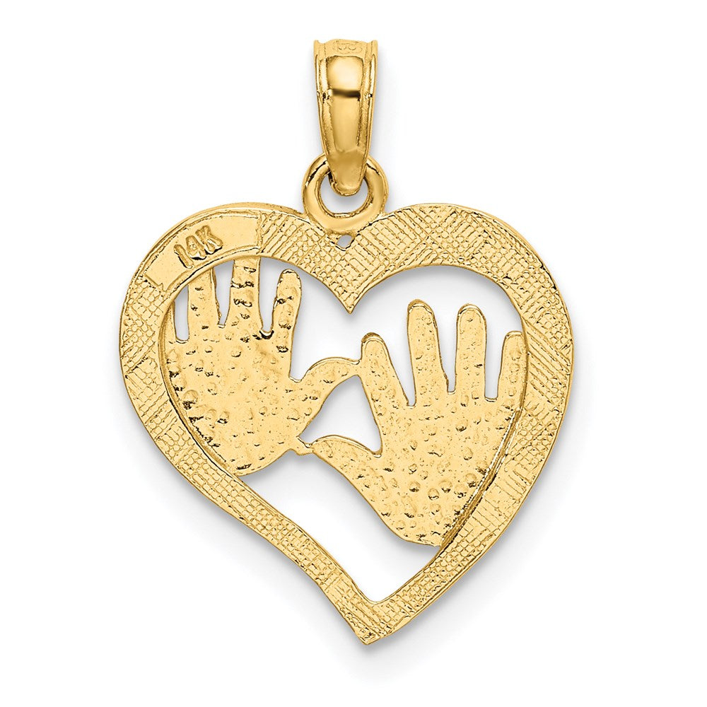 14K Gelbgold Ausgeschnitten Doppelt Hand Prints in Herz Charm