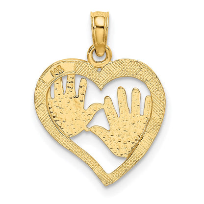 14K Gelbgold Ausgeschnitten Doppelt Hand Prints in Herz Charm