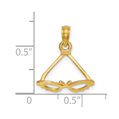 14K Gelbgold 3-d Poliert Schmetterling Sunglasses Charm