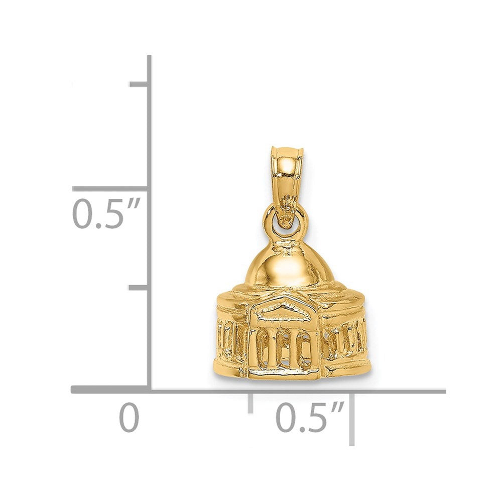 14K Gelbgold 3D-Charm „Jefferson Memorial Gebäude Washington“