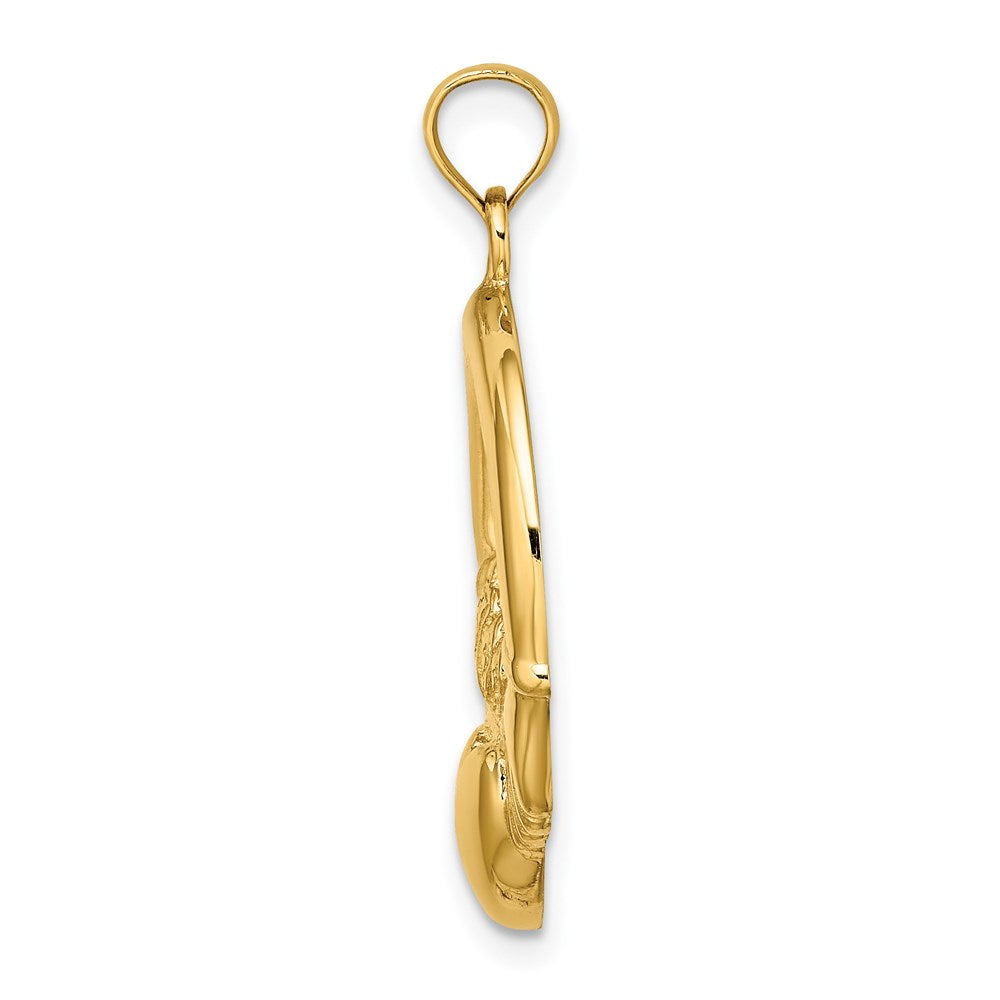 14K Gelbgold Poliert Großer Claddagh-Herz-Charm