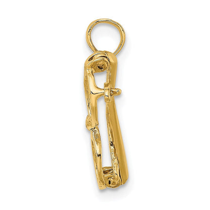 14K Gelbgold 3-d Beweglich Glasses Charm