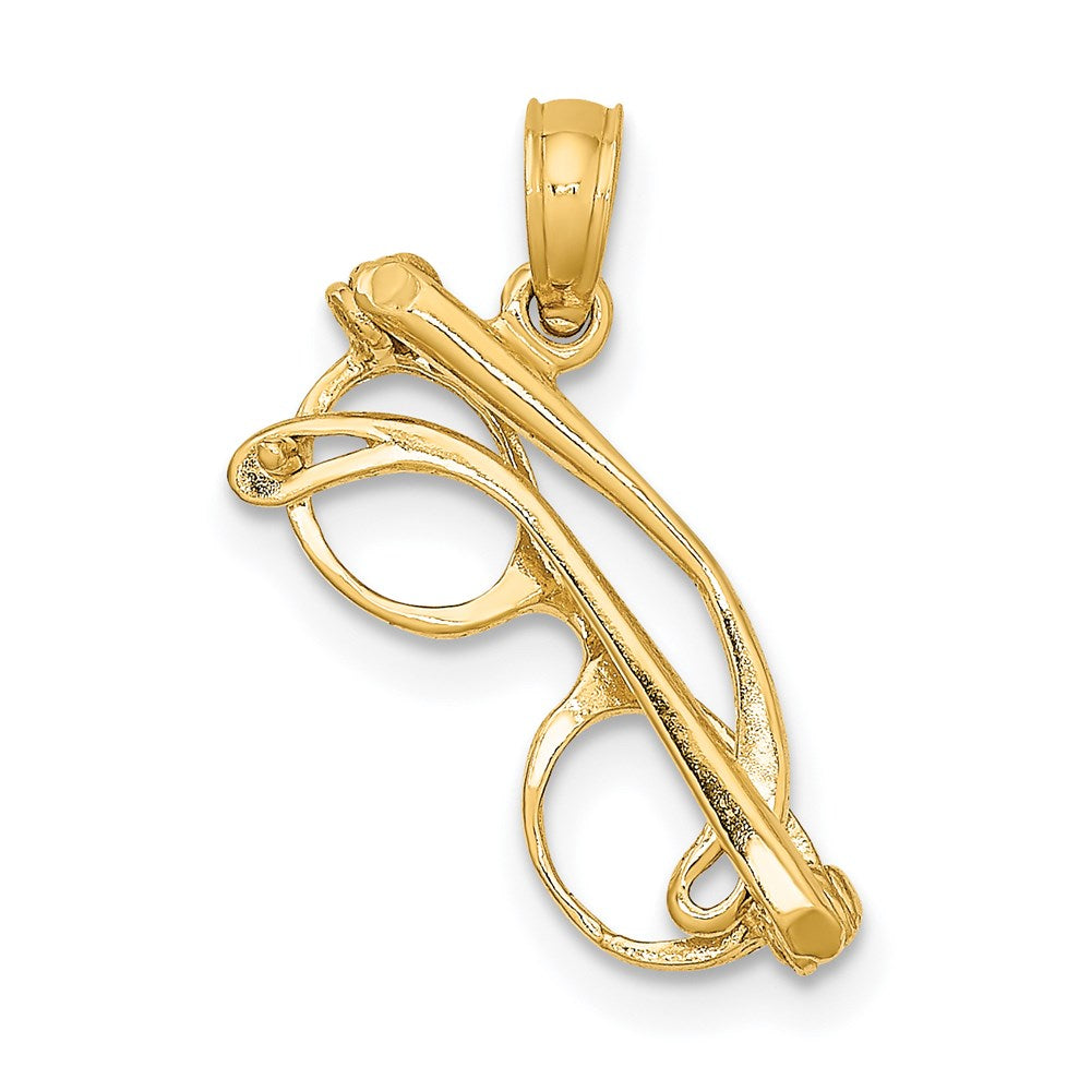 14K Gelbgold 3-d Beweglich Glasses Charm