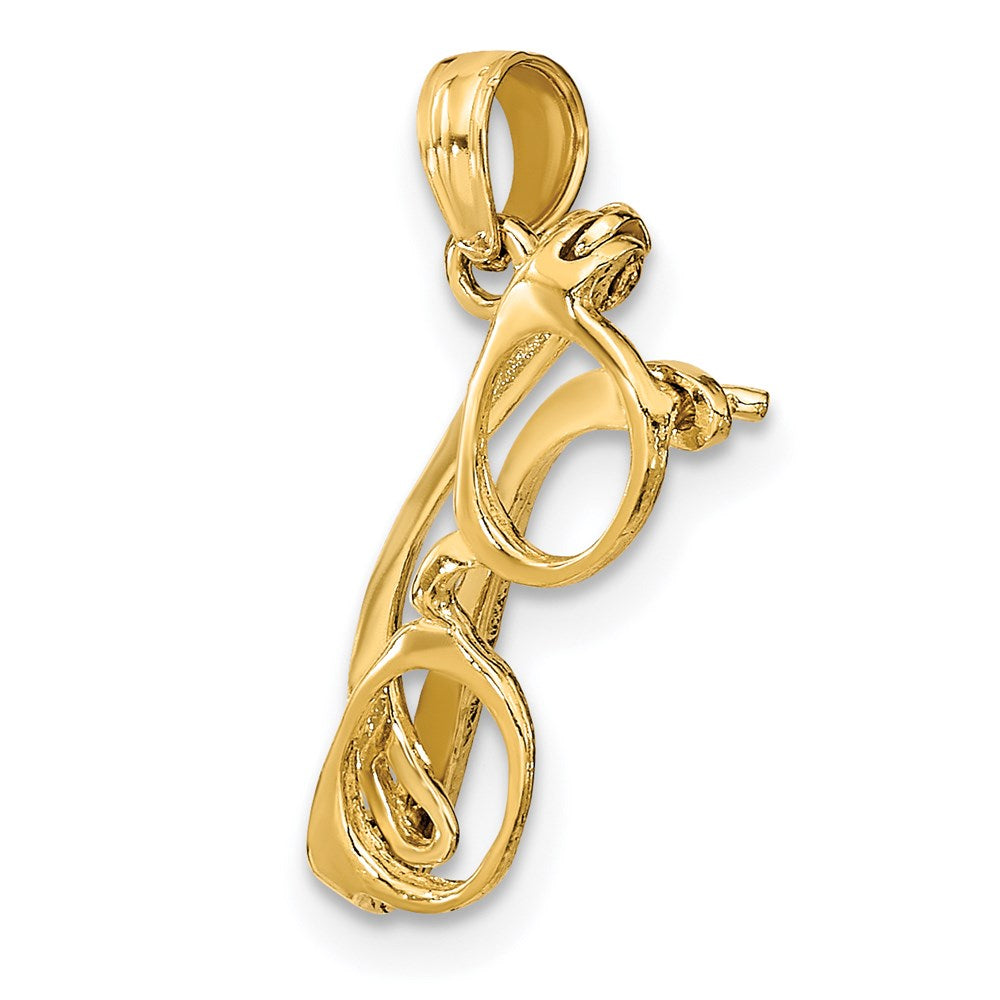 14K Gelbgold 3-d Beweglich Glasses Charm
