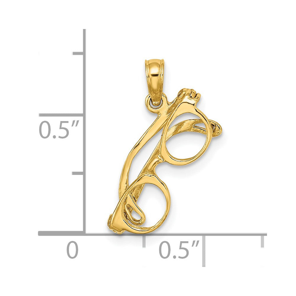 14K Gelbgold 3-d Beweglich Glasses Charm