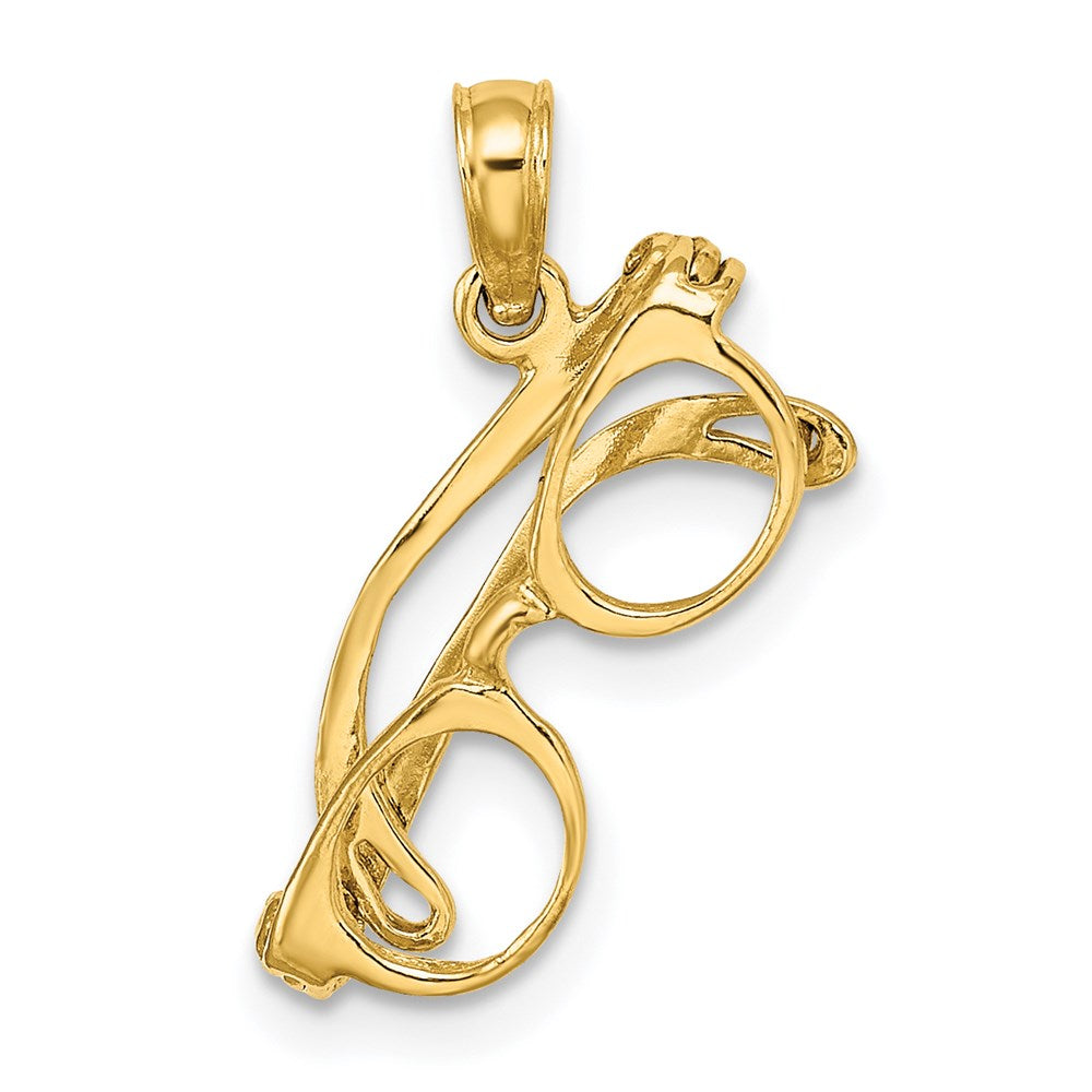 14K Gelbgold 3-d Beweglich Glasses Charm