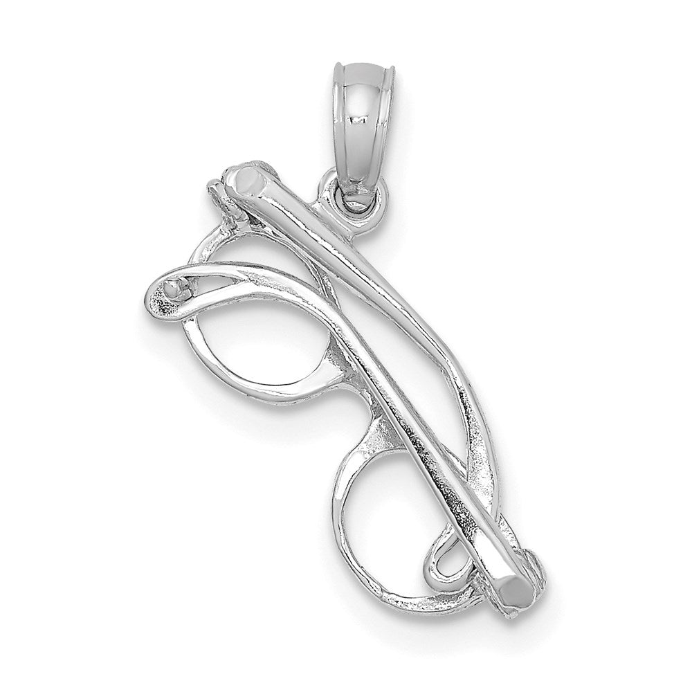 14K Weißgold 3-d Beweglich Glasses Charm