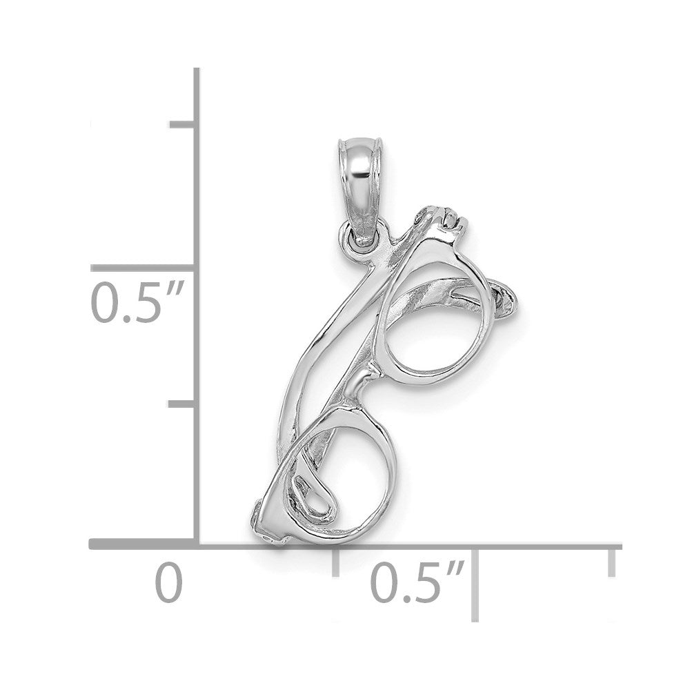 14K Weißgold 3-d Beweglich Glasses Charm