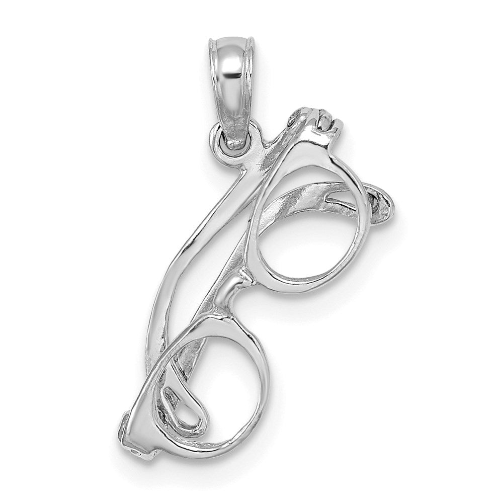 14K Weißgold 3-d Beweglich Glasses Charm