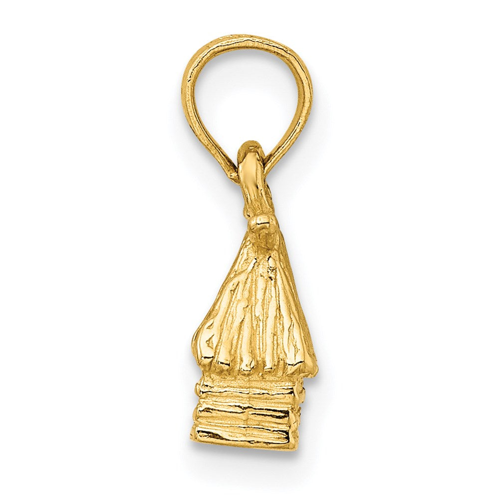 14K Gelbgold 3-D Bungalow Insel-Hütte Charm