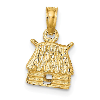 14K Gelbgold 3-D Bungalow Insel-Hütte Charm