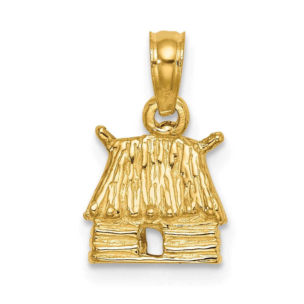 14K Gelbgold 3-D Bungalow Insel-Hütte Charm