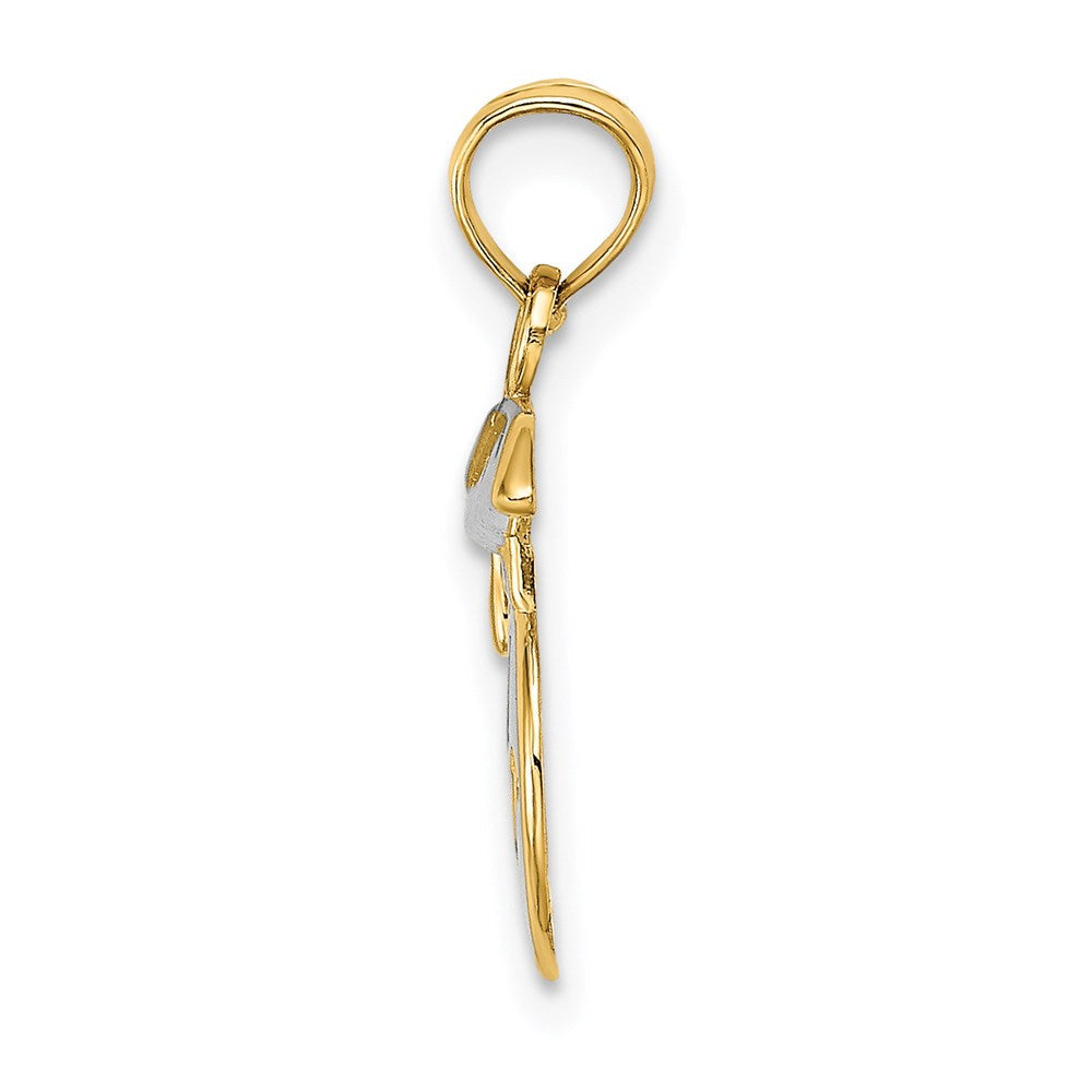 14K Gelbgold Poliert Smiley Face mit Abschluss Cap Charm
