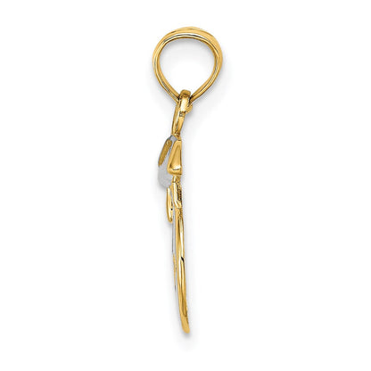 14K Gelbgold Poliert Smiley Face mit Abschluss Cap Charm