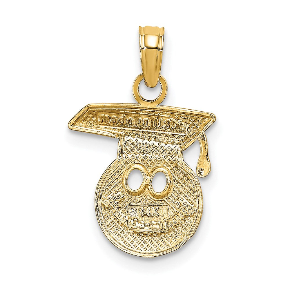 14K Gelbgold Poliert Smiley Face mit Abschluss Cap Charm