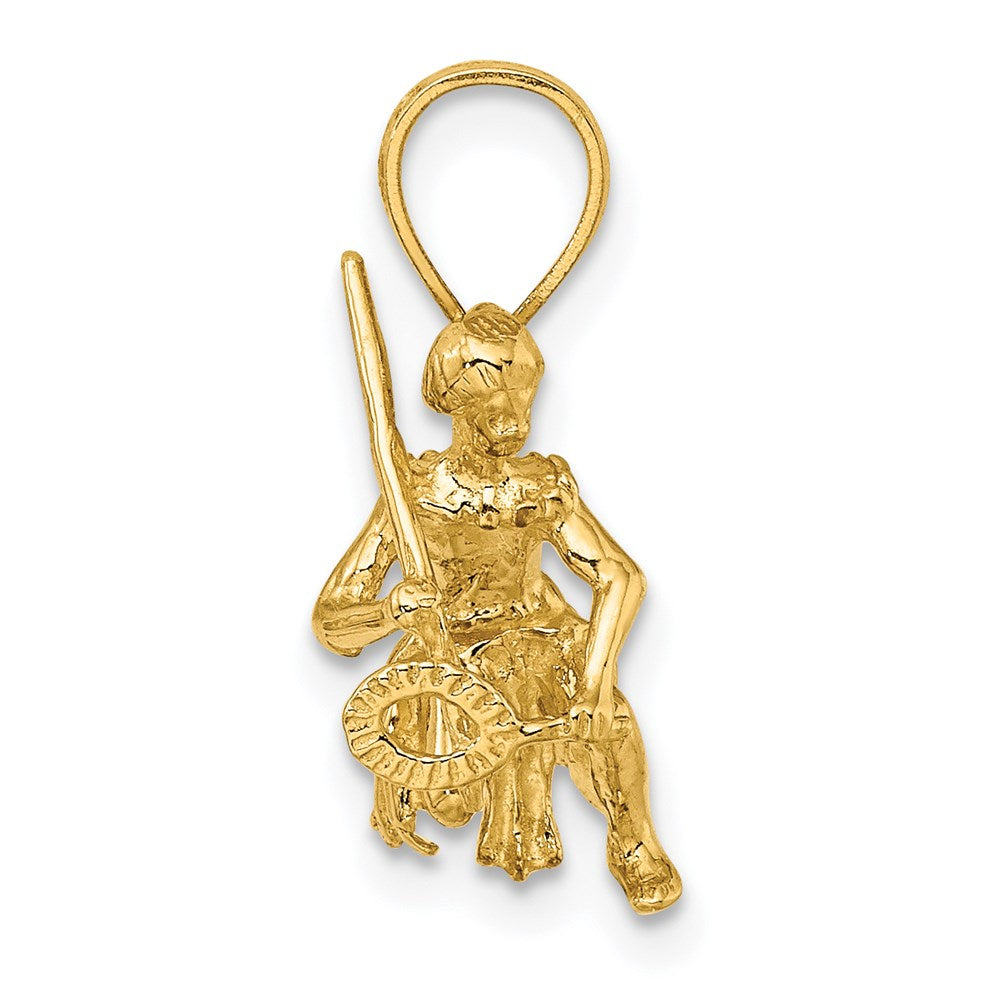 14K Gelbgold 3-D Insel-Krieger-Tanz-Charm
