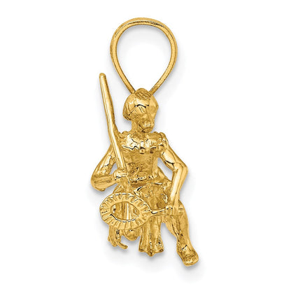14K Gelbgold 3-D Insel-Krieger-Tanz-Charm