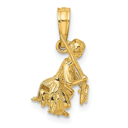 14K Gelbgold 3-D Insel-Krieger-Tanz-Charm