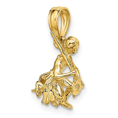 14K Gelbgold 3-D Insel-Krieger-Tanz-Charm