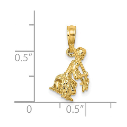 14K Gelbgold 3-D Insel-Krieger-Tanz-Charm