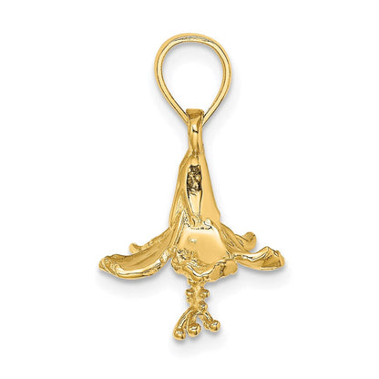 14K Gelbgold 3-D Hibiskusblüten-Charm