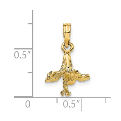 14K Gelbgold 3-D Hibiskusblüten-Charm